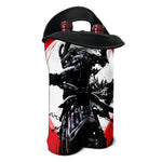 Samurai And Crow Print Double Neoprene Wine Tote