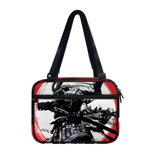 Samurai And Crow Print Double Strap Bible Bag