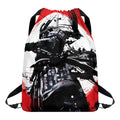 Samurai And Crow Print Drawstring Backpack