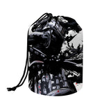 Samurai And Crow Print Drawstring Makeup Bag