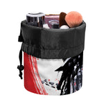 Samurai And Crow Print Drawstring Makeup Bag