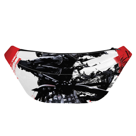 Samurai And Crow Print Fanny Pack