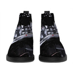 Samurai And Crow Print Flat Ankle Boots