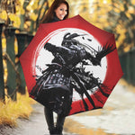 Samurai And Crow Print Foldable Umbrella