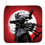 Samurai And Crow Print Hand Towel
