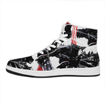 Samurai And Crow Print High Top Leather Sneakers