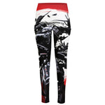 Samurai And Crow Print High-Waisted Pocket Leggings