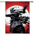 Samurai And Crow Print House Flag