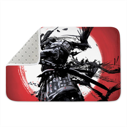 Samurai And Crow Print Indoor Door Mat