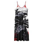 Samurai And Crow Print Jersey Midi Cami Dress
