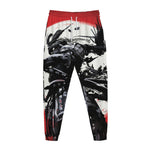 Samurai And Crow Print Jogger Pants