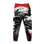 Samurai And Crow Print Jogger Pants