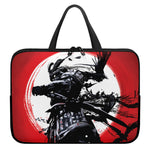 Samurai And Crow Print Laptop Sleeve With Handle