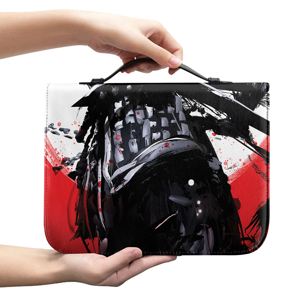 Samurai And Crow Print Leather Bible Cover