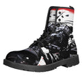 Samurai And Crow Print Lace-Up Boots