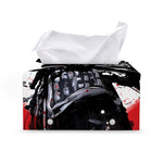 Samurai And Crow Print Leather Tissue Box Cover