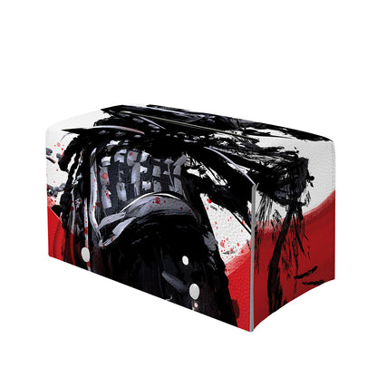 Samurai And Crow Print Leather Tissue Box Cover
