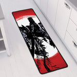 Samurai And Crow Print Long Kitchen Mat