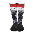 Samurai And Crow Print Long Socks