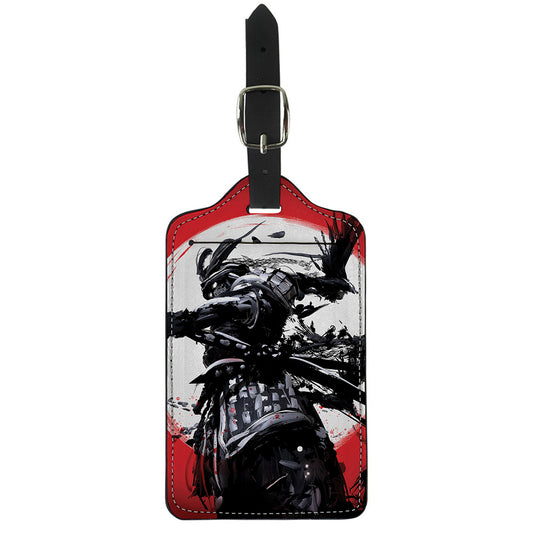 Samurai And Crow Print Luggage Tag