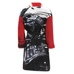 Samurai And Crow Print Men's Bathrobe