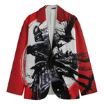 Samurai And Crow Print Men's Blazer