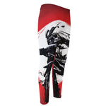 Samurai And Crow Print Men's Compression Pants