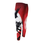 Samurai And Crow Print Men's Compression Pants