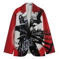 Samurai And Crow Print Men's Cotton Blazer