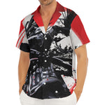 Samurai And Crow Print Men's Deep V-Neck Shirt