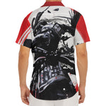 Samurai And Crow Print Men's Deep V-Neck Shirt