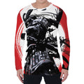 Samurai And Crow Print Men's Long Sleeve T-Shirt