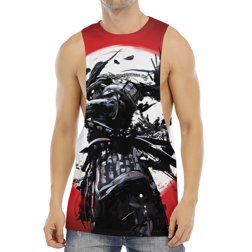 Samurai And Crow Print Men's Muscle Tank Top