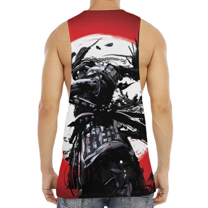Samurai And Crow Print Men's Muscle Tank Top