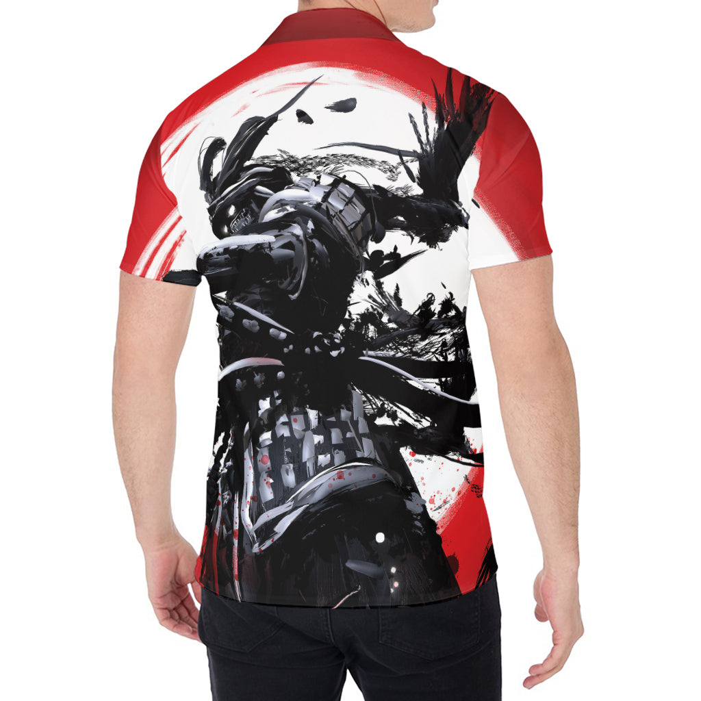 Samurai And Crow Print Men's Shirt