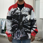 Samurai And Crow Print Men's Shirt Jacket