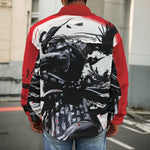 Samurai And Crow Print Men's Shirt Jacket