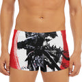 Samurai And Crow Print Men's Short Boxer Briefs