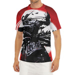 Samurai And Crow Print Men's Short Sleeve Rash Guard