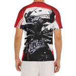 Samurai And Crow Print Men's Short Sleeve Rash Guard