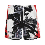 Samurai And Crow Print Men's Sports Shorts