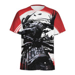 Samurai And Crow Print Men's Sports T-Shirt