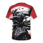 Samurai And Crow Print Men's Sports T-Shirt