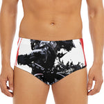 Samurai And Crow Print Men's Triangle Swim Briefs