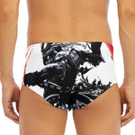 Samurai And Crow Print Men's Triangle Swim Briefs