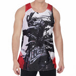 Samurai And Crow Print Men's Velvet Tank Top