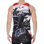 Samurai And Crow Print Men's Velvet Tank Top