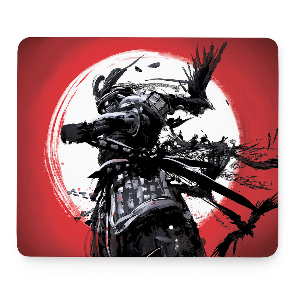 Samurai And Crow Print Mouse Pad