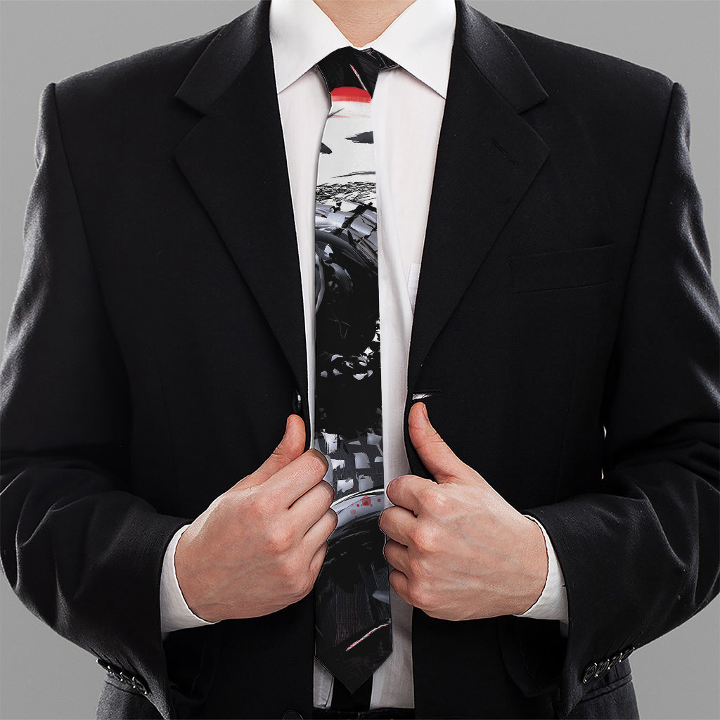 Samurai And Crow Print Necktie