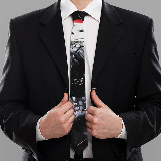Samurai And Crow Print Necktie